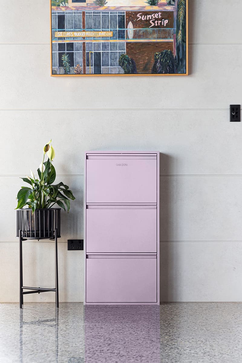 Shoe Storage 3 Door Pastel Lilac CASA DORA