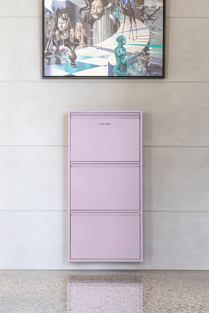 Shoe Storage Cabinet 3 Door Pastel Lilac | CASA DORA